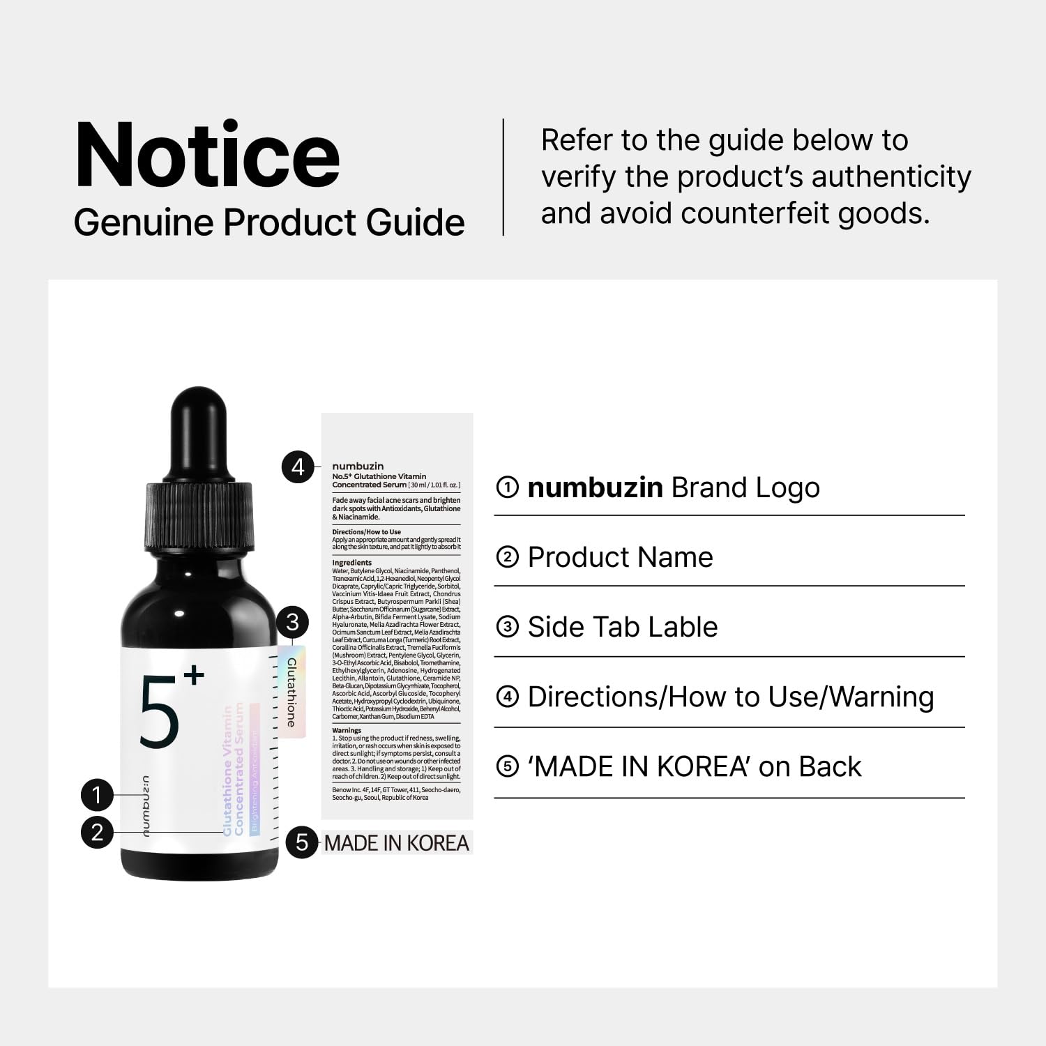 No.5+ Glutathione Vitamin Concentrated Serum